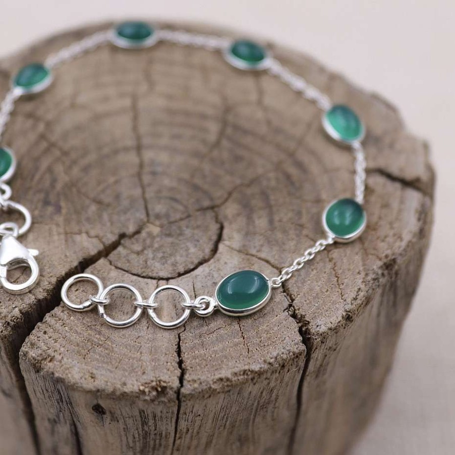 Bracelets colimacon  | Bracelet En Argent Et Agate Verte